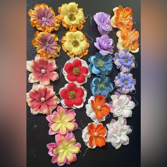 Handmade Jewelry - Vibrant Floral earring Collection - set of 11